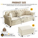 Upholstered 3 Seater Sofa Set With Ottoman