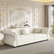 Oversized Chesterfield Pull Out Sofa Bed, Roll Arm Couch With Flower Tufting For Living Room