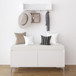 Wall Mounted Entryway Shelf With Hooks And Storage Bench Set - Off White