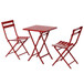 3 Piece Patio Bistro Set Of Foldable Square Table And Chairs