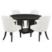Leandro - 5 Piece Round Dining Table Set - Cream / Burnished Black