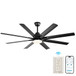 Smart Ceiling Fan With 8 Blades, Voice Remote Control, 6 Wind Speeds, Reversible DC Motor, 3 Color Lighting - Black
