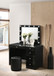Morgan - Vanity Desk With Glass Top And LED Mirror - Black