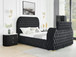Natalia - King Upholstered Bed With Decking Board Set - Black