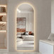 LED Full Length Wall Mirror With Symmetrical Arch Design, 3 Color Dimmable Lighting - Silver