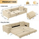 3 In 1 Convertible Sleeper Sofa, Pull Out Bed, Button Tufted, 4 Seater Couch With Movable Ottoman For Apartment - Apricot