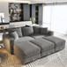 Convertible Deep Seat Sofa With Soft Pillows And Ottomans