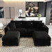Convertible Deep Seat Sofa With Soft Pillows And Ottomans