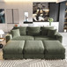Convertible Deep Seat Sofa With Soft Pillows And Ottomans