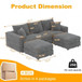 Convertible Deep Seat Sofa With Soft Pillows And Ottomans