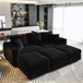Convertible Deep Seat Sofa With Soft Pillows And Ottomans