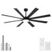 Large Ceiling Fan With Dimmable LED Light 8 Blades Remote Control, Reversible DC Motor