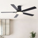 Flush Mount Ceiling Fans With LED Light And Remote Control, 5 Blades