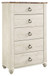 Willowton - Five Drawer Chest - Brown / Beige / White