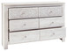 Paxberry - Six Drawer Dresser - Medallion Drawer Pulls - Whitewash