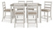 Skempton - Counter Height Dining Table and Bar Stools (Set of 7) - White / Light Brown