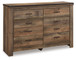 Trinell - Six Drawer Dresser - 61.34" x 15.98" x 42.99" - Brown Dark