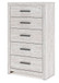 Cayboni - Five Drawer Chest - Whitewash