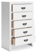 Binterglen - Five Drawer Chest - White