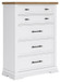 Ashbryn - Five Drawer Chest - White / Natural