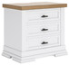Ashbryn - Three Drawer Night Stand - White / Natural