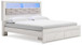 Altyra - King Upholstered Bookcase Bed With Storage - White