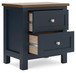 Landocken - Two Drawer Night Stand - Brown / Blue