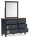 Landocken - Dresser and Mirror - Brown / Blue