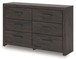 Prendonea - Six Drawer Dresser - Charcoal
