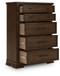 Taffenbrook - Five Drawer Chest - Medium Brown