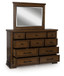 Taffenbrook - Dresser And Mirror - Medium Brown