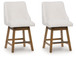 Cabalynn - Upholstered Swivel Barstool (Set of 2) - Oatmeal / Light Brown