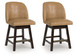 Neymorton - Upholstered Swivel Faux Leather Barstool (Set of 2) - Dark Grayish Brown