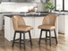 Neymorton - Upholstered Swivel Faux Leather Barstool (Set of 2) - Dark Grayish Brown