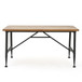 Rectangle Outdoor Coffee Table With Angled Tubular Legs And Wood Top - Black