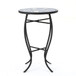 Outdoor Round Side Table With Mosaic Style Top And Curved Iron Legs - Blue / Matte Black