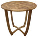 Outdoor Circular Wood Bistro Table With Curved Legs And Slat Panel Table Top - Teak