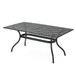 Outdoor Aluminum Dining Table With Lattice Design And Center Umbrella Hole - Black