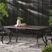 Outdoor Expandable Dining Table With Umbrella Holder, Lattice Pattern And Curved Legs - Black