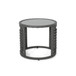 Achill - Outdoor Modern Boho Wicker Side Table With Glass Top - Gray