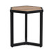 Outdoor Side Table With Iron Base And Slatted Top - Brown