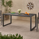 Modern Outdoor Aluminum Rectangular Dining Table With Slatted Top