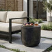 Outdoor Lightweight Concrete End Table With Natural Texture - Matte Black