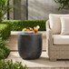 Outdoor Lightweight Concrete End Table With Natural Texture - Matte Black