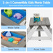 3-In-1 Kids Outdoor Wooden Picnic Table With Umbrella, Convertible Sand & Water, ASTM & CPSIA Certification