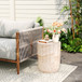 Outdoor / Indoor Lightweight Concrete Side Table, Cylinder Travertine Finish Accent Table - Beige