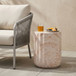 Outdoor / Indoor Lightweight Concrete Side Table, Cylinder Travertine Finish Accent Table - Beige