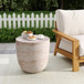 Outdoor / Indoor, Lightweight Concrete Side Table With Travertine - Beige