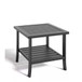 Square 2 Tier All-Weather Outdoor Side Table With Slatted Top
