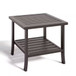 Square 2 Tier All-Weather Outdoor Side Table With Slatted Top